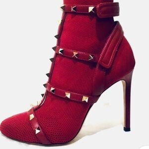 Burgundy, Valentino, heeled boots